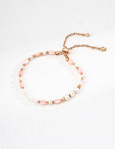 S925 Silver Freshwater Pearl & Pink Shell Bracelet